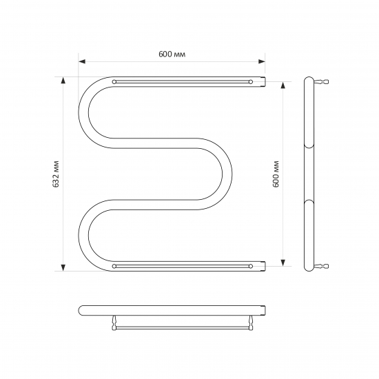 Полотенцесушитель водяной MIXLINE Simple M 60х60 1'' полка