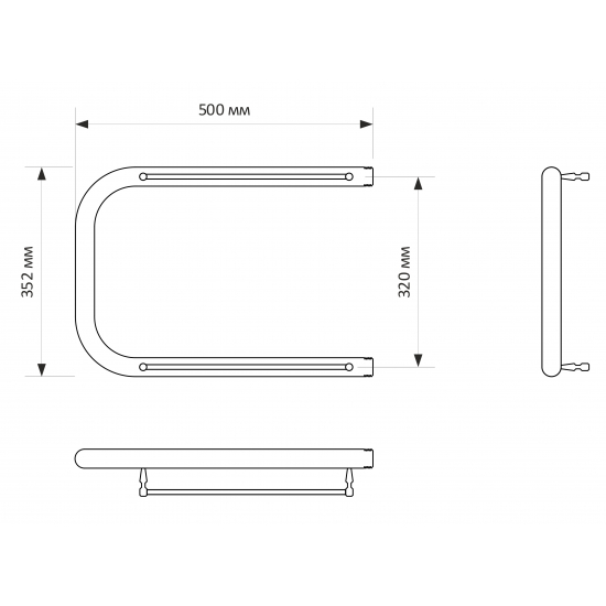 Полотенцесушитель водяной MIXLINE Simple P 32х50 1'' полка