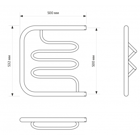 Полотенцесушитель водяной MIXLINE Simple PM2 50х50 1''