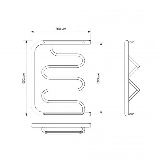 Полотенцесушитель водяной MIXLINE Simple PM2 60х50 1'' полка