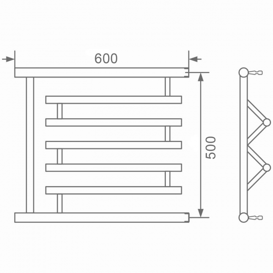 Полотенцесушитель водяной MIXLINE Simple PM3 50х60 1'' полка