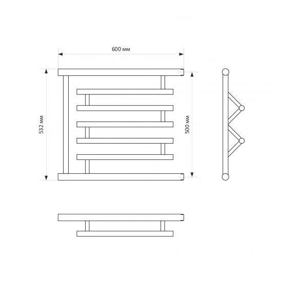 Полотенцесушитель водяной MIXLINE Simple PM3 50х60 1''
