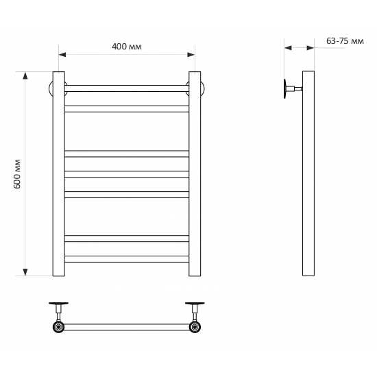 Полотенцесушитель водяной MIXLINE Vega 60х40 Г2 1/2'' лесенка, 7 перекладин