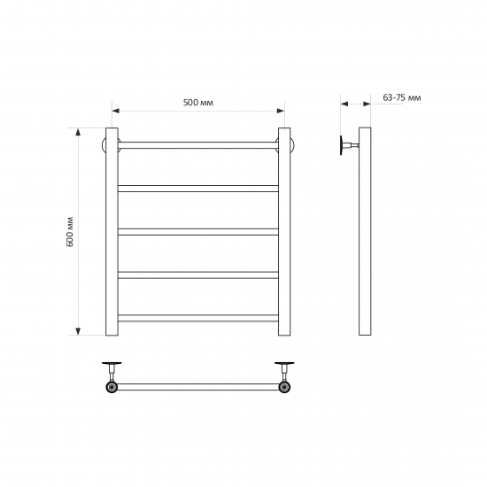 Полотенцесушитель водяной MIXLINE Vega 60х50 1/2'' лесенка, 5 перекладин