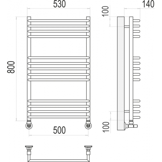Полотенцесушитель водяной TERMINUS Арт П13 500х800
