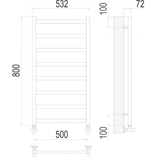 Полотенцесушитель водяной TERMINUS Аврора П8 500x800