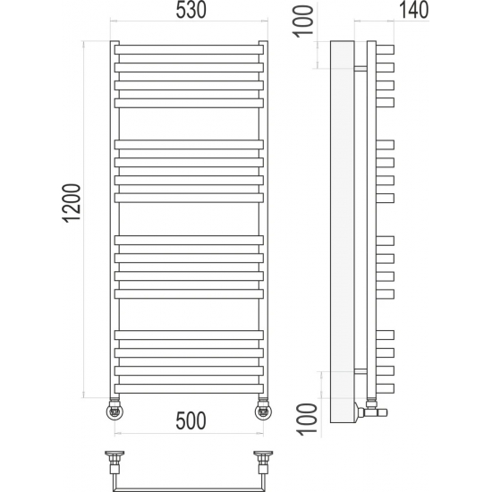 Полотенцесушитель водяной TERMINUS Рид П16 0 500х1200