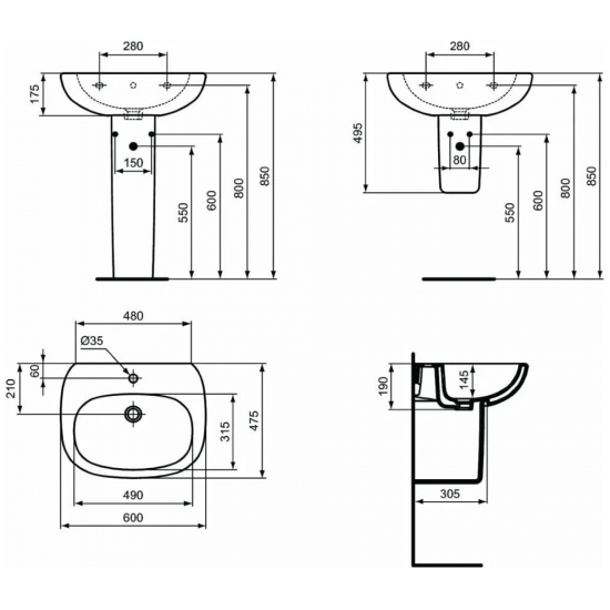 Полупьедестал для раковины IDEAL STANDARD Tesi T033401