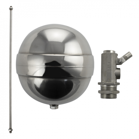 Поплавок для ёмкости MAK 035 резьба 3/4" из нержавеющей стали с хромированным поплавком