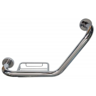 Поручень в ванную изогнутый с мыльницей 50 см GFmark/Magnus GF-85103 антивандальный нержавеющая стал