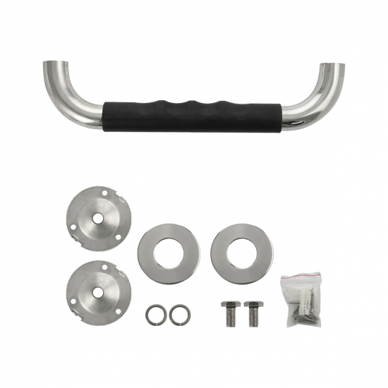 Поручень в ванную прямой BRIMIX 75104 30 см нержавеющая сталь с черной накладкой