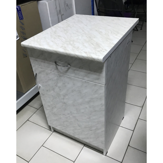 Рабочий стол 50 ЛДСП Каррара (1 ящик), столешница каррара