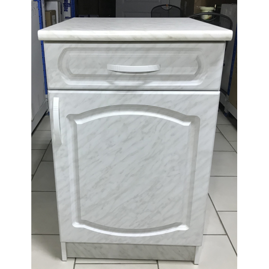 Рабочий стол 50 МДФ Каррара (1 ящик), столешница каррара