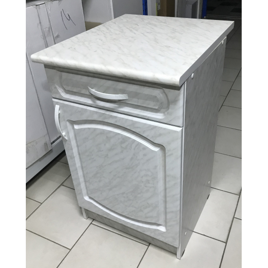 Рабочий стол 50 МДФ Каррара (1 ящик), столешница каррара