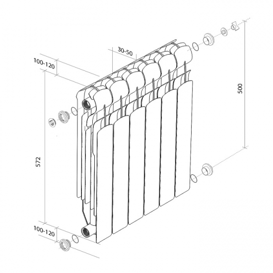Радиатор биметаллический ROYAL THERMO Indigo Super+ 500/100 12 секций