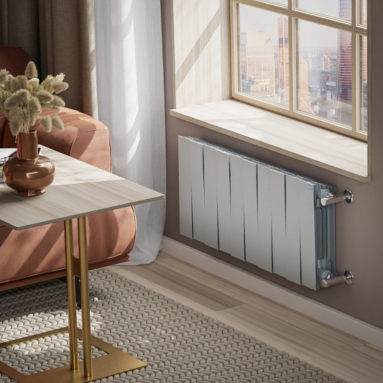 Радиатор биметаллический ROYAL THERMO Piano Forte 300/100 silver satin 10 секций, серый