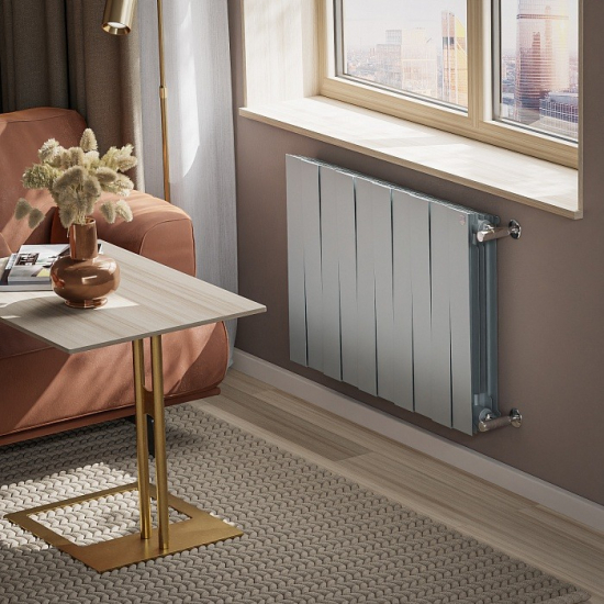 Радиатор биметаллический ROYAL THERMO Piano Forte 500/100 silver satin  1 секция, серый