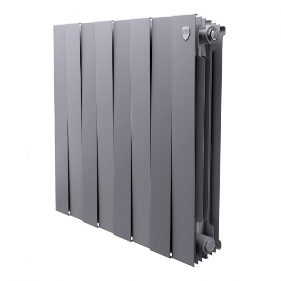 Радиатор биметаллический ROYAL THERMO Piano Forte 500/100 silver satin  8 секций, серый