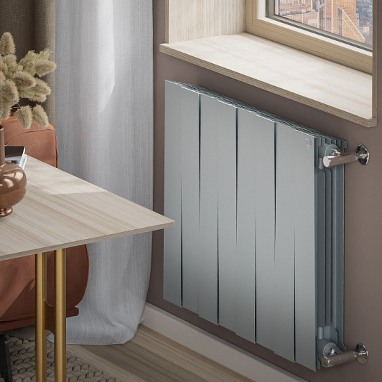 Радиатор биметаллический ROYAL THERMO Piano Forte 500/100 silver satin  8 секций, серый