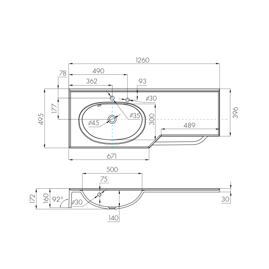 Раковина АКВАТОН Отель 127 L с навесами и диспенсером