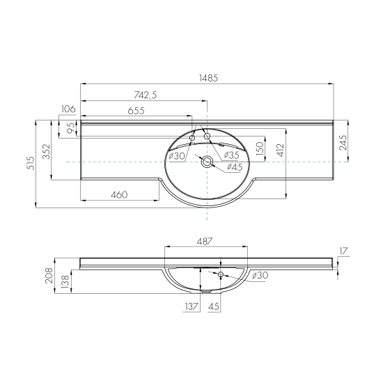 Раковина АКВАТОН Отель 150 с навесами и диспенсером