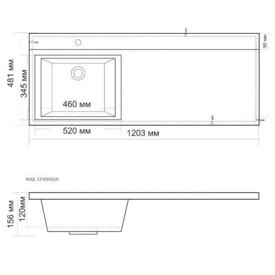 Раковина ANDREA Cosmos 120 L левая