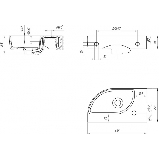 Раковина CERSANIT Cameo 45 левая