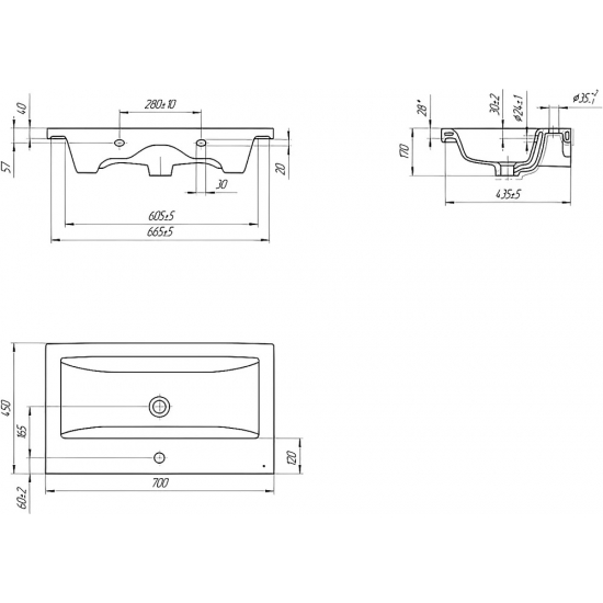 Раковина CERSANIT Como 70