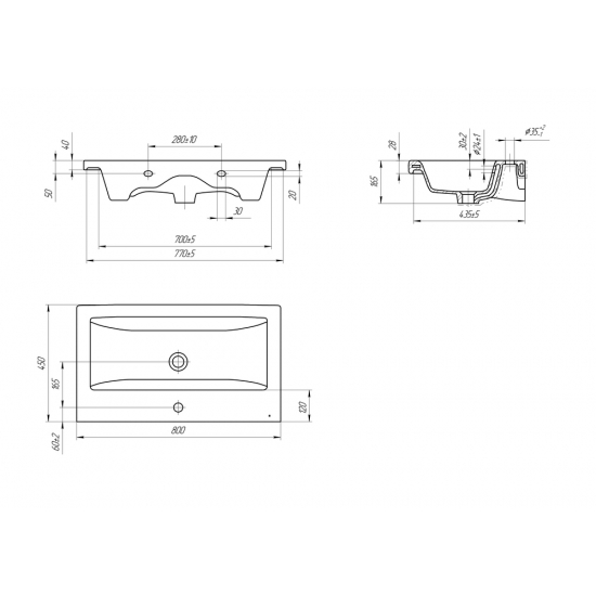 Раковина CERSANIT Como 80