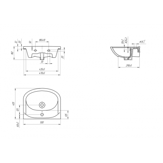 Раковина CERSANIT Erica 50 (реализация с мебелью Aura Глория)