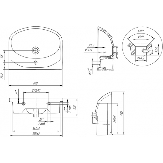 Раковина CERSANIT Erica 61