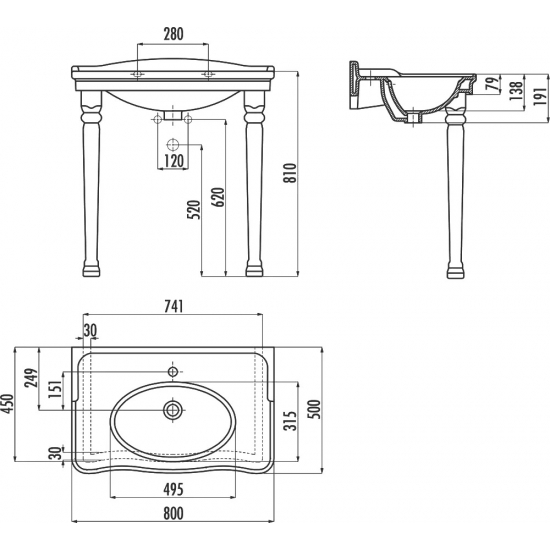 Раковина CREAVIT Antic 80