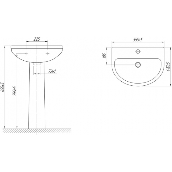 Раковина DIWO Коломна 0110 с пьедесталом