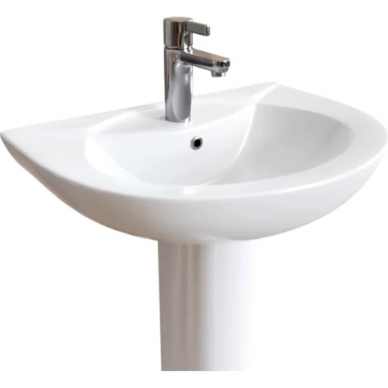 Раковина DIWO Ростов 0111 с пьедесталом, 60 см, фаянсовая, российская, тюльпан