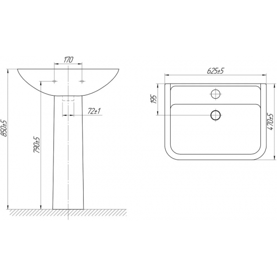 Раковина DIWO Ярославль 0115 с пьедесталом