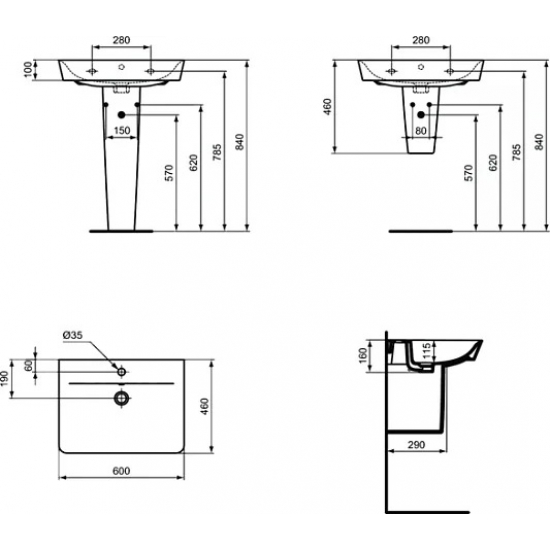 Раковина IDEAL STANDARD Connect Air 60 см E074201