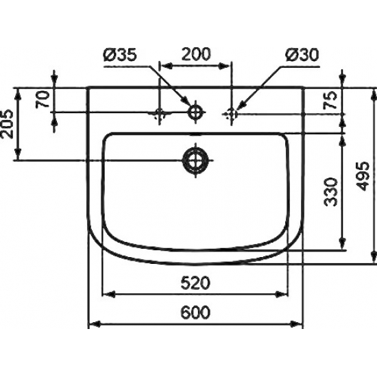 Раковина IDEAL STANDARD Tempo 60x50 см T056401