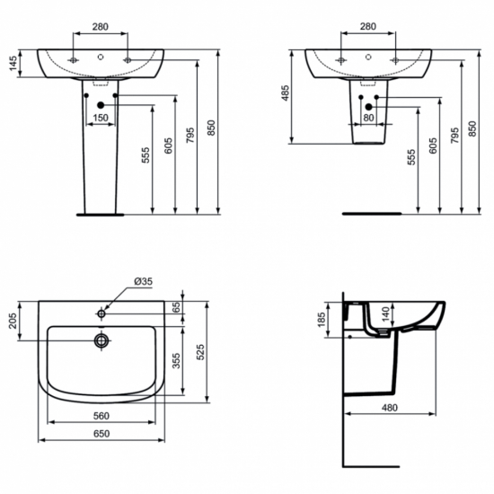 Раковина IDEAL STANDARD Tempo 65x50 см T056301