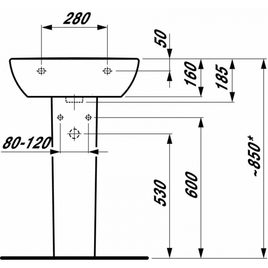Раковина LAUFEN 55 см Pro 8.1095.1.000.104.1 с пьедесталом