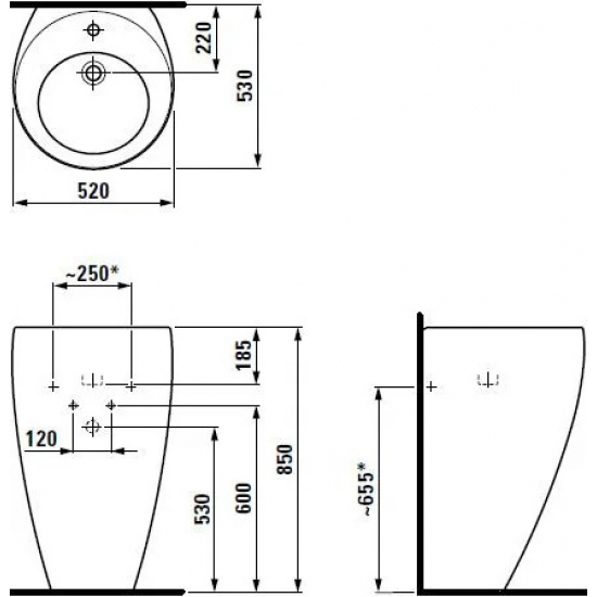 Раковина LAUFEN Alessi One 53 см 8.1197.1.400.104.1