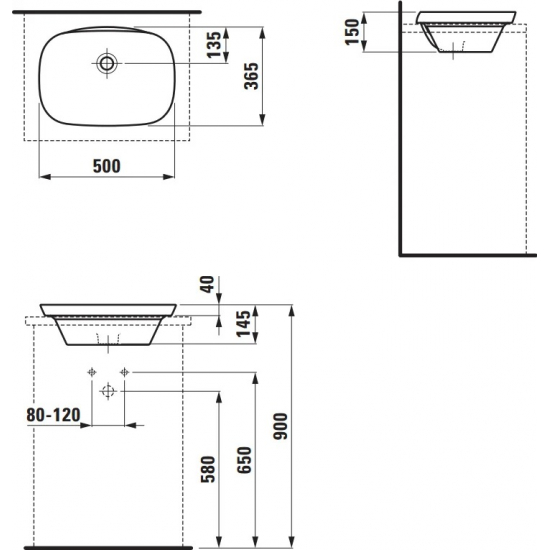 Раковина LAUFEN Ino 50 см 8.1730.2.000.109.1 