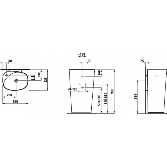 Раковина LAUFEN Palomba 52,5 см 8.1180.4.000.104.1 напольная