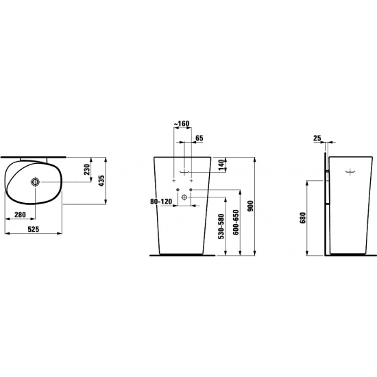 Раковина LAUFEN Palomba 52,5 см 8.1180.4.000.109.1 напольная