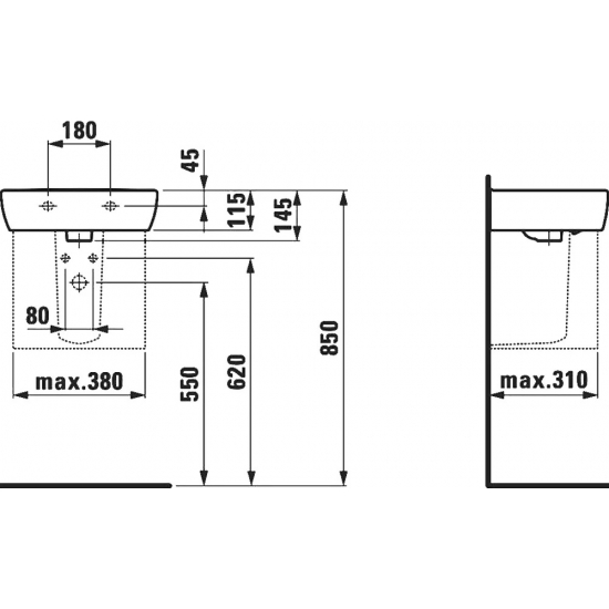 Раковина LAUFEN Pro 45 см 8.1195.1.000.104.1