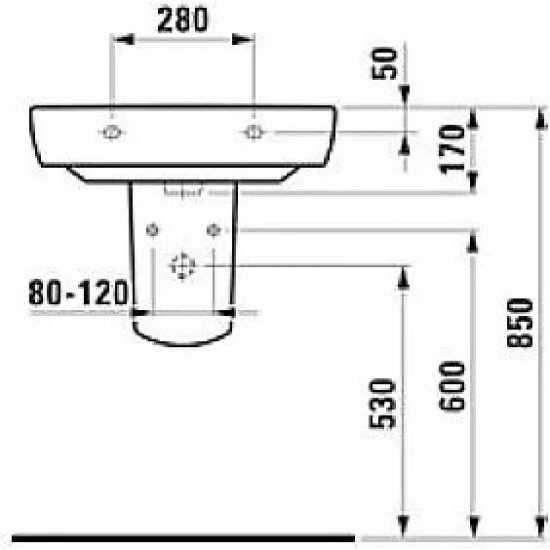 Раковина LAUFEN Pro 60 см 8.1895.2.000.104.1 с полупьедесталом