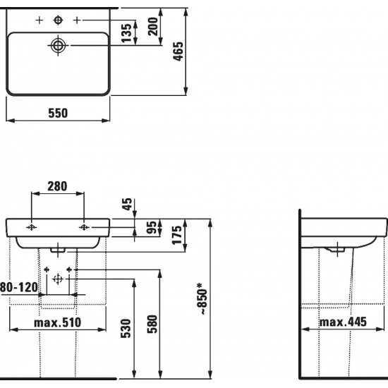 Раковина LAUFEN Pro S 55 см 8.1096.2.000.104.1 