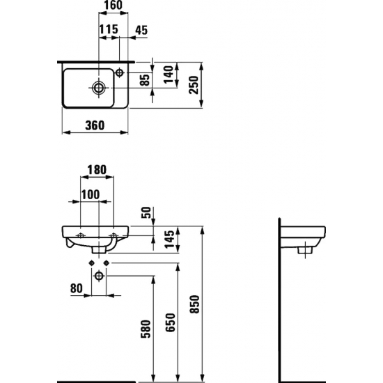 Раковина LAUFEN Pro S 8.1596.0.000.104.1 асимметричный