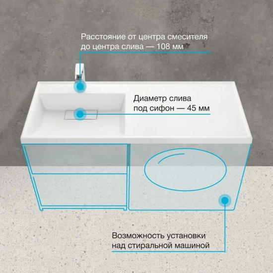 Раковина мебельная АКВАТОН Лондри 120 L левая