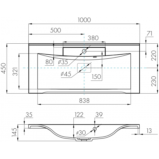 Раковина мебельная АКВАТОН Премьер М 100