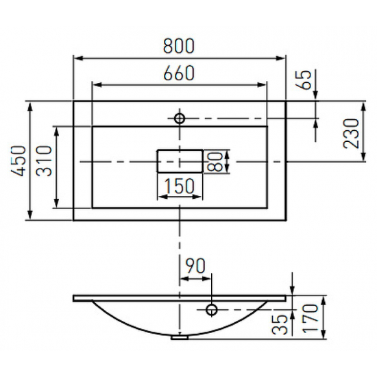 Раковина мебельная АКВАТОН Премьер M 80